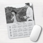 Your Photo Names Personalized Gray 2025 Calendar Mouse Pad<br><div class="desc">Keep the person you love nearby with a personalized 2025 calendar mouse pad. Replace the sample photo and names with your own in the sidebar. The custom text is in an elegant black script font. Below it is an easy to read black 2025 calendar on a neutral gray background. Makes...</div>