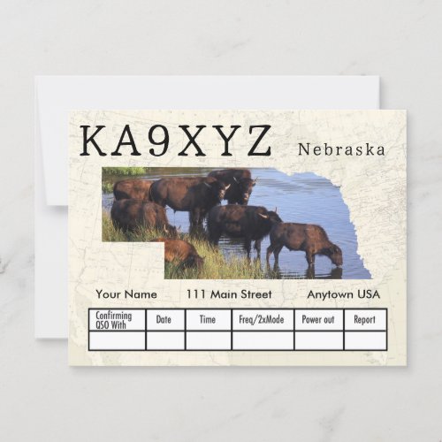 Your Photo Nebraska Shaped Cutout Custom QSL Postcard