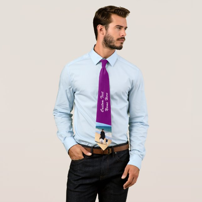 Your Photo Neck Tie with Custom Text Choose Colors (In Situ)