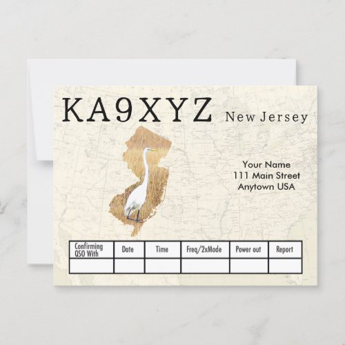 Your Photo New Jersey Shaped Cutout Custom QSL Postcard