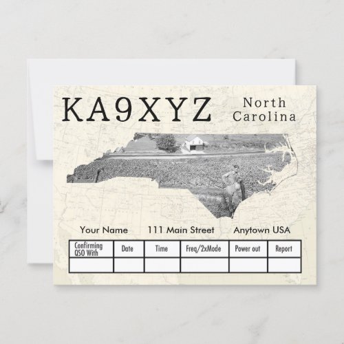 Your Photo North Carolina Shaped Cutout Custom QSL Postcard