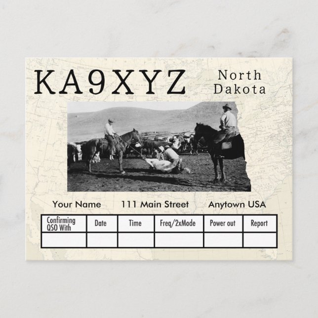 Your Photo North Dakota Shaped Cutout Custom QSL Postcard (Front)