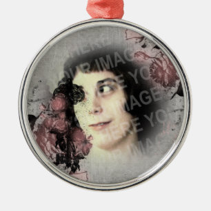 Your Photo Old Key And Roses Metal Ornament