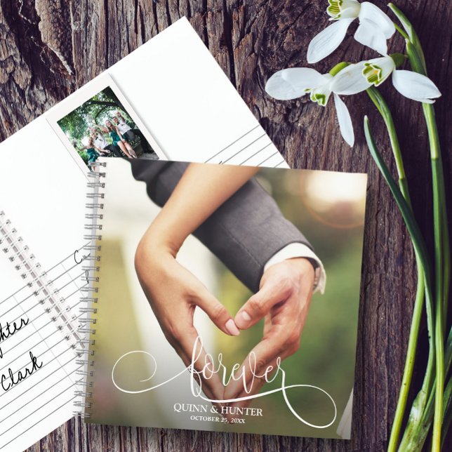 Your Photo on Wedding Guest Book (Choose SOFT or HARD cover and inside pages, *Sketch/Lined style shown here.)