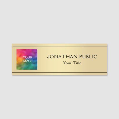 Your Photo Or Logo Here Faux Gold Employee Staff Name Tag