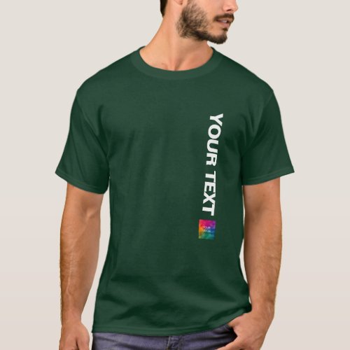 Your Photo Or Logo Mens Modern Deep Forest Green T_Shirt
