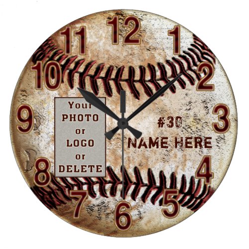 Your Photo or Logo Personalized Baseball Clock