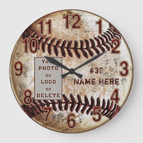 Your Photo or Logo Personalized Baseball Clock