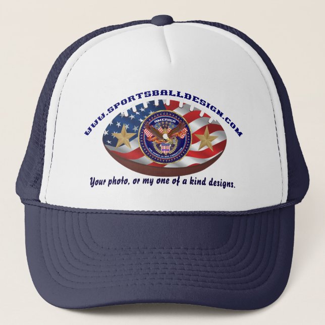 Your photo, or my one of a kind designs. trucker hat (Front)