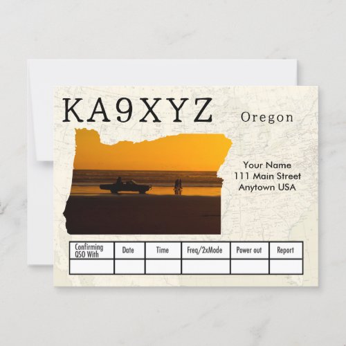 Your Photo Oregon Shaped Cutout Custom QSL Postcard