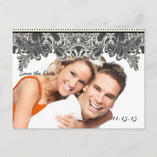 Your Photo Paisley Peacock in  Gray Save The Date Announcement Postcard