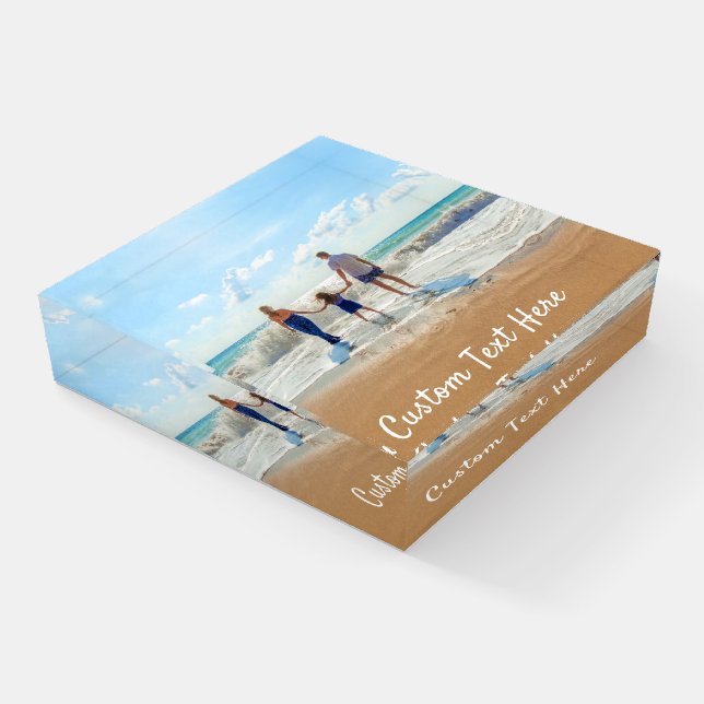 Your Photo Paperweight Gift with Custom Text (Angled)