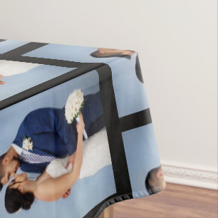 Your Photo Pattern on Black Personalized    Tablecloth