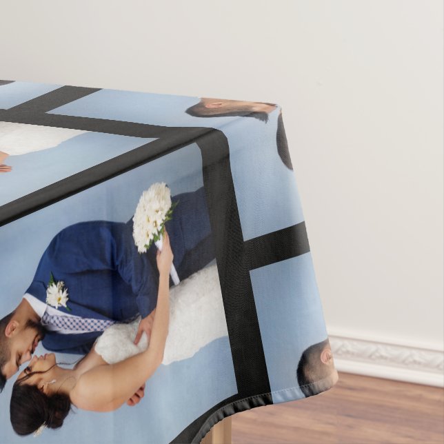 Your Photo Pattern on Black Personalized    Tablecloth (In Situ)