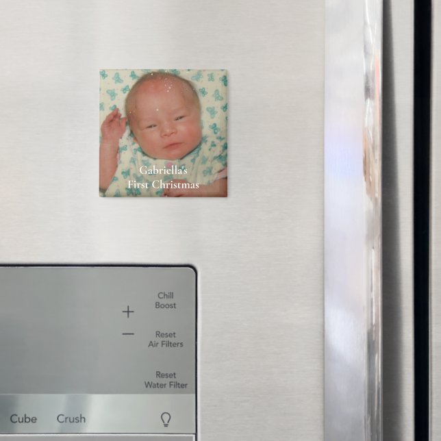 Your Photo Personalized Baby First Christmas Magnet (In Situ (Fridge))