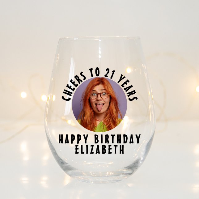 Your Photo Personalized Funny Custom Party Favors Stemless Wine Glass (Creator Uploaded)