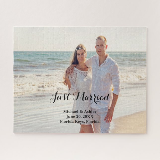 Your Photo Personalized Just Married Puzzle (Horizontal)