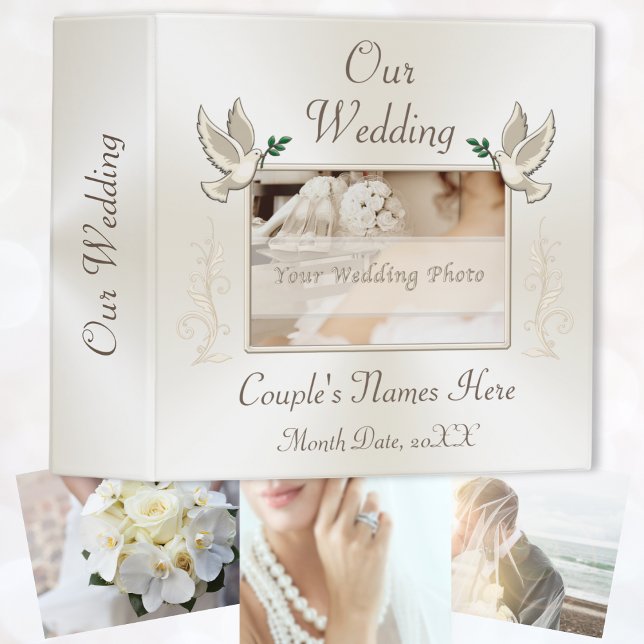 Your Photo Personalized Wedding Photo Album Binder (Personalized Wedding Photo Album with your photo. Custom wedding binder. Wedding Shower gift ideas.)