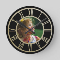 Your Photo Personalized With Roman Numerals Round Clock