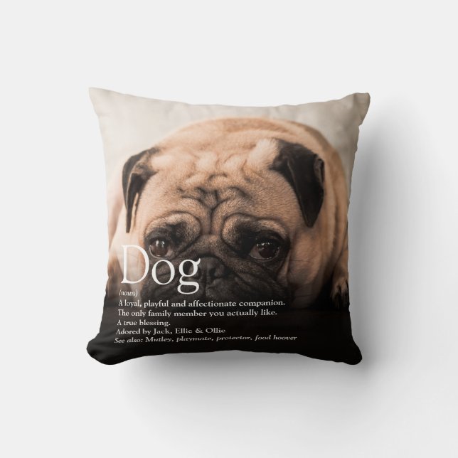 Your Photo Pet Definition Throw Pillow (Front)