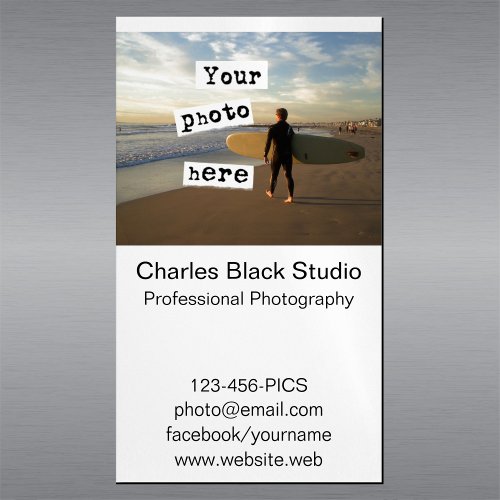 Your Photo Photography Professional Plain White Business Card Magnet