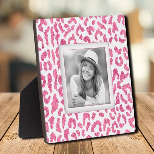 Your Photo Pink Leopard Border Plaque