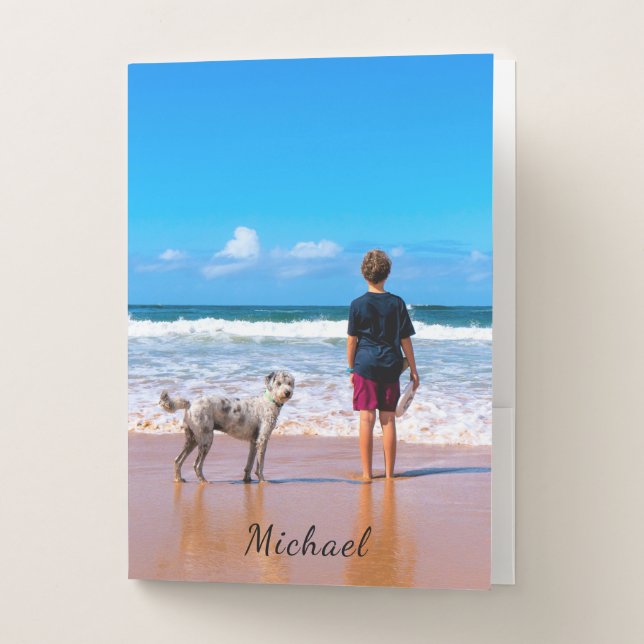 Your Photo Pocket Folder with Custom Name Text (Front)