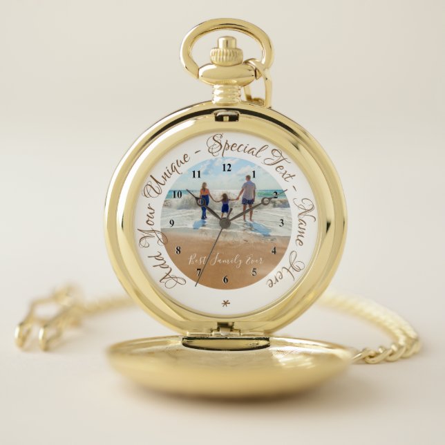 Your Photo Pocket Watch Gift with Custom Text (Inside)