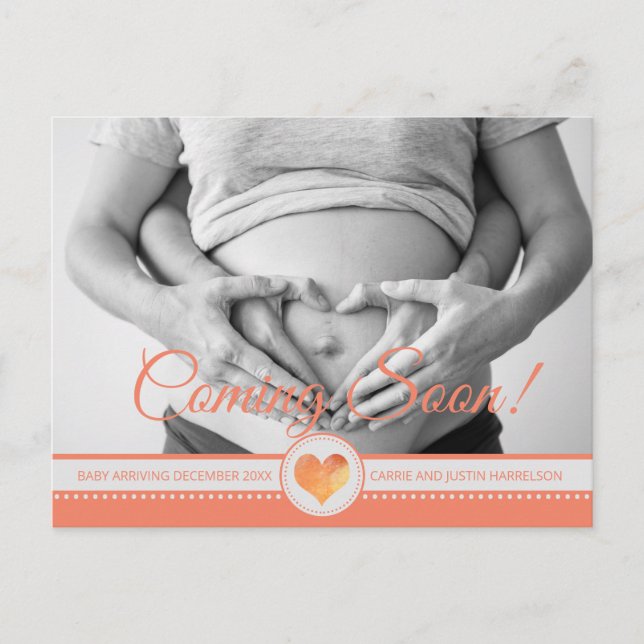 Your Photo Pregnancy Announcement Coming Soon (Front)