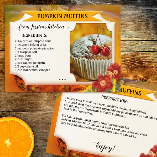 Your Photo Pumpkin Fall Recipe Postcard