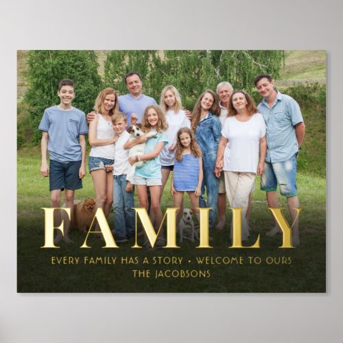 Your Photo  Quote Family Keepsake Black  Gold Foil Prints