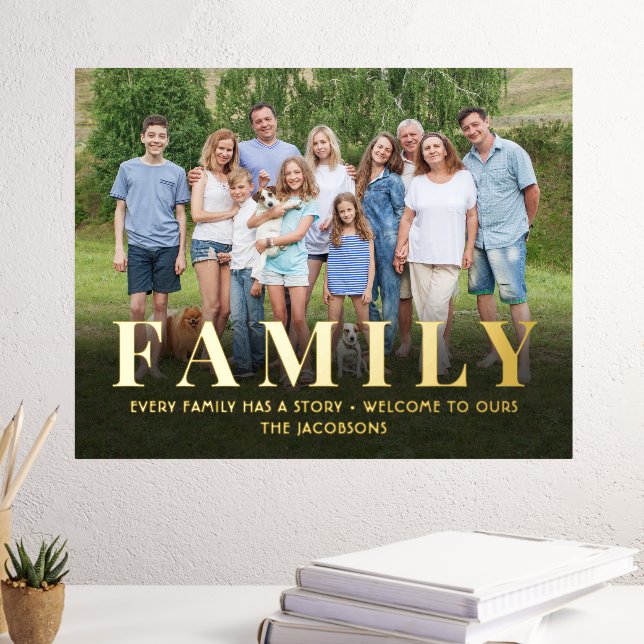 Your Photo & Quote Family Keepsake Elegant Minimal Foil Prints (In Situ (Desk 3))