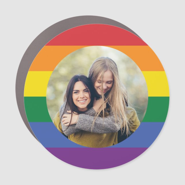 YOUR Photo Rainbow Flag Car Magnet (Front)