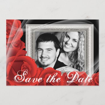 Your Photo Red Rose Wedding Save The Date Cards by natureprints at Zazzle