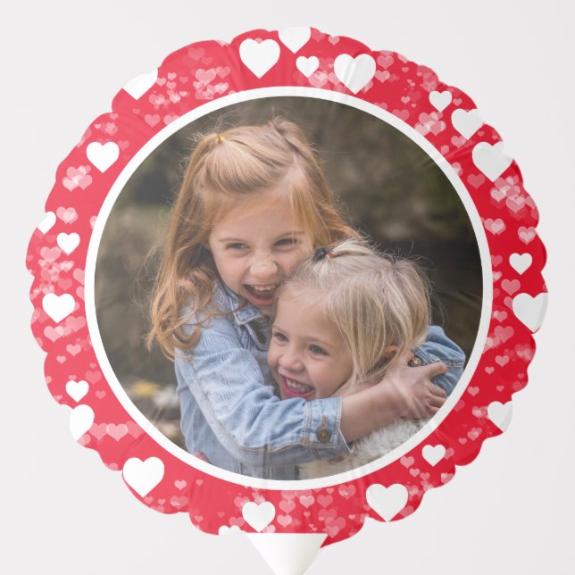 Your Photo Red & White Happy Valentine's Day Balloon (Front)