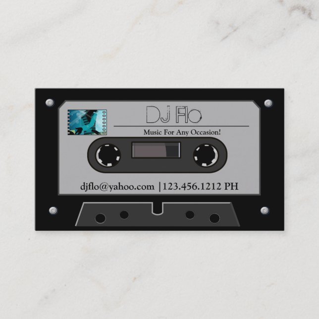 "your photo" Retro Cassette Tape DJ Business Cards (Front)