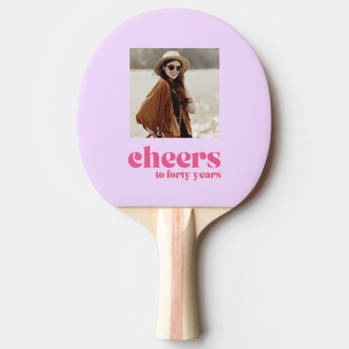 YOUR PHOTO Retro Purple  Pink 40th birthday Ping Pong Paddle