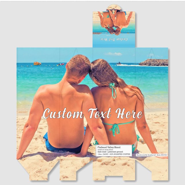 Your Photo Roasted Coffee Boxes with Custom Text (Unfolded)