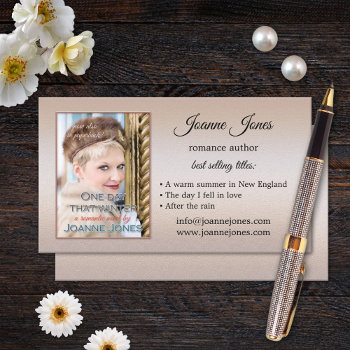 Your Photo Rose Gold Metallic Author Business Card by sunnysites at Zazzle