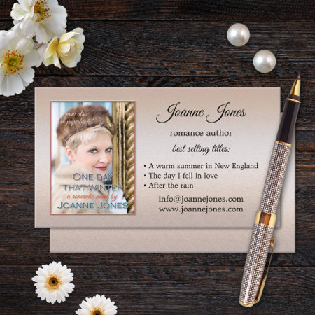 Your Photo Rose Gold Metallic Author Business Card