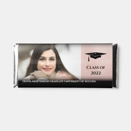 Your Photo Rose Gold School Graduation Hershey Bar Favors