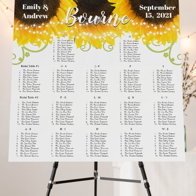Your Photo Rustic Sunflower Seating Chart  Foam Bo Foam Board (In Situ (Stand))