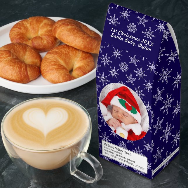 Your Photo Santa Baby Snowflake & Blue Background Roasted Coffee (Breakfast)