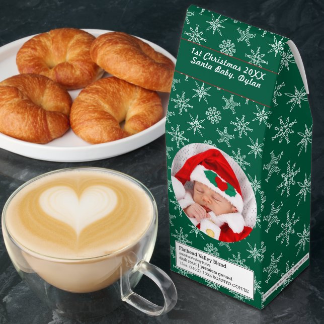 Your Photo Santa Baby Snowflake & Green Background Roasted Coffee (Breakfast)
