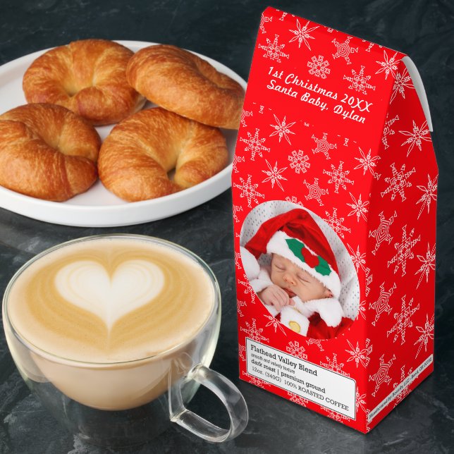 Your Photo Santa Baby Snowflake & Red Background Roasted Coffee (Breakfast)