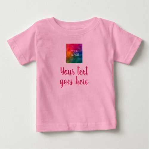 Your Photo  Script Text Trendy Template Pink Baby T_Shirt
