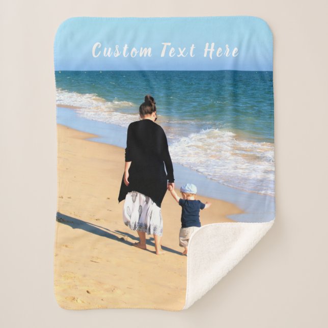 Your Photo Sherpa Blanket with Custom Text (Front)