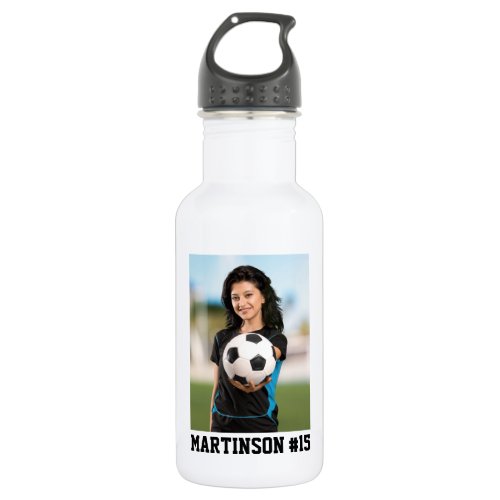 Your Photo Soccer or Your Sport _ Pick Color _ Stainless Steel Water Bottle