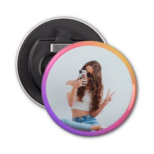 Your Photo Social Media Style Gradient Circle Bottle Opener