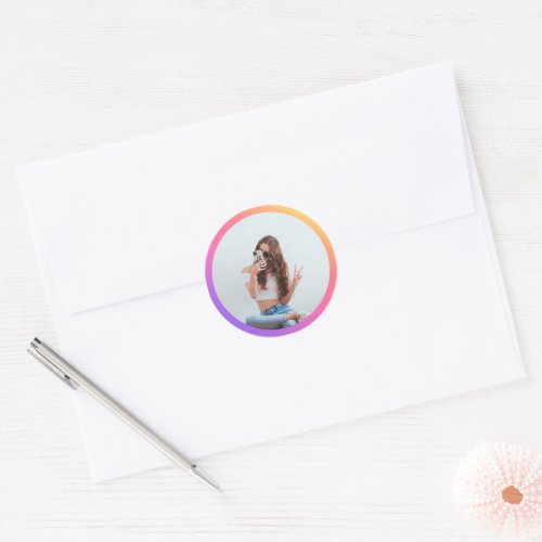 Your Photo Social Media Style Gradient Circle Classic Round Sticker